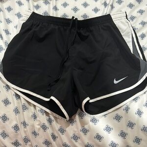 Nike Women's Black, White, and Grey Athletic Shorts